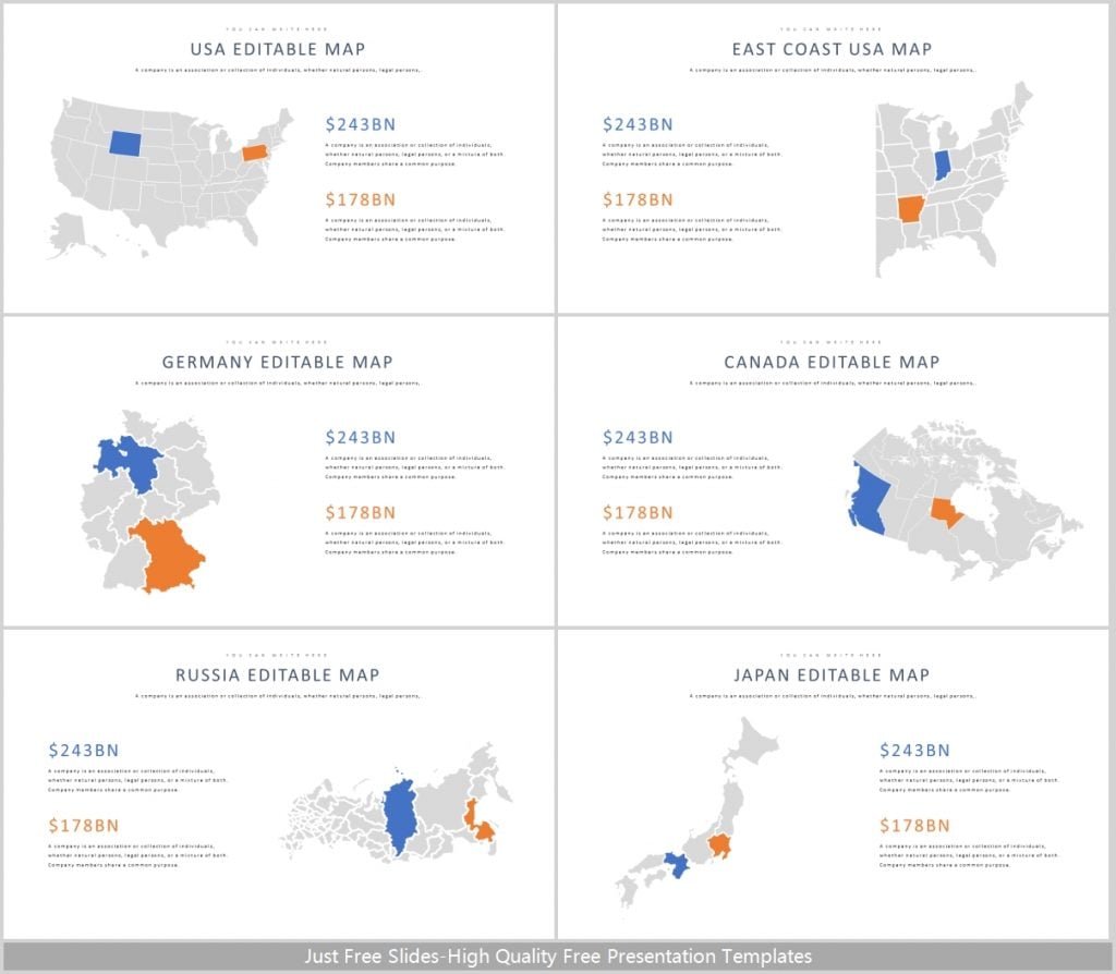Screenshot of Worldwide Editable Map Template