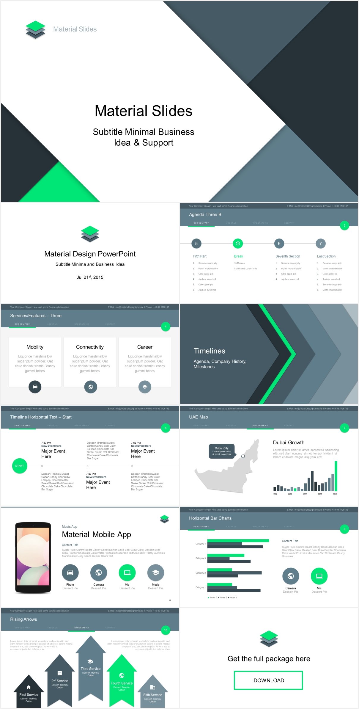 Material Design PowerPoint Template Just Free Slide
