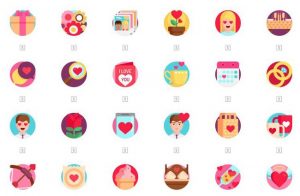 04 Colorful Valentines Day Icons Set