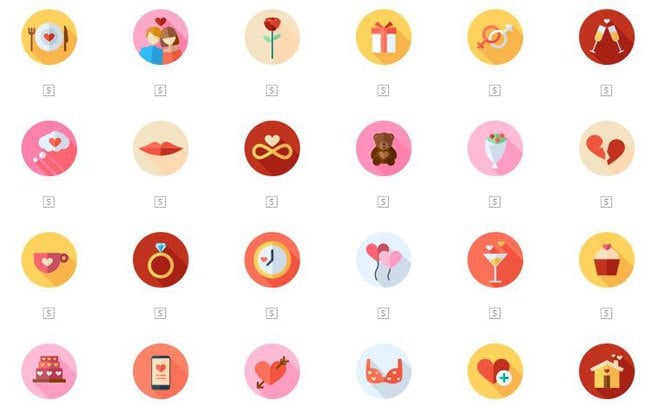 05 Simple Design Valentines Day Icons Set