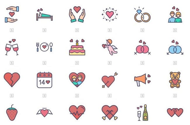 06 Minimal Design Valentines Day Icons Set