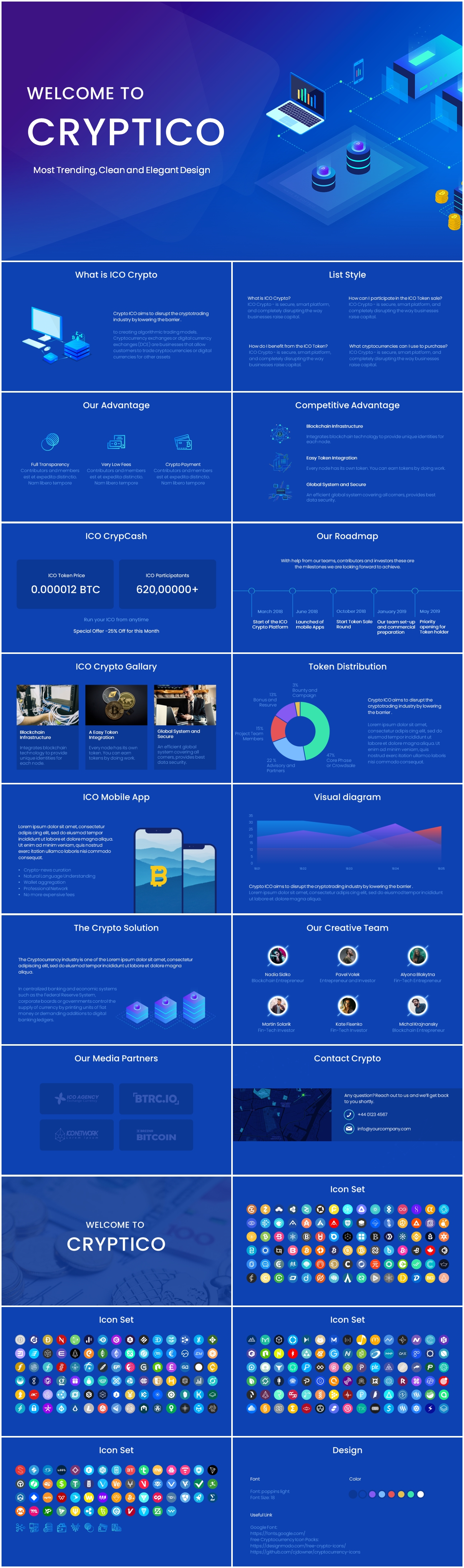 Blue Crypt ICO PowerPoint Template