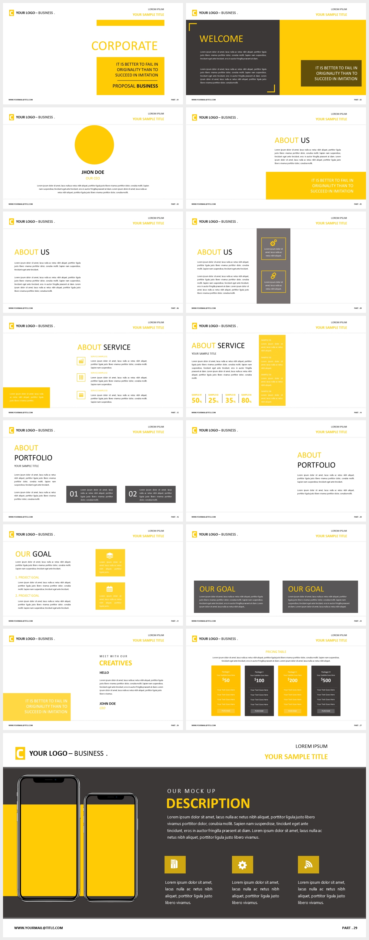 Yellow Corporate Business Presentation Template (FREE) Preview