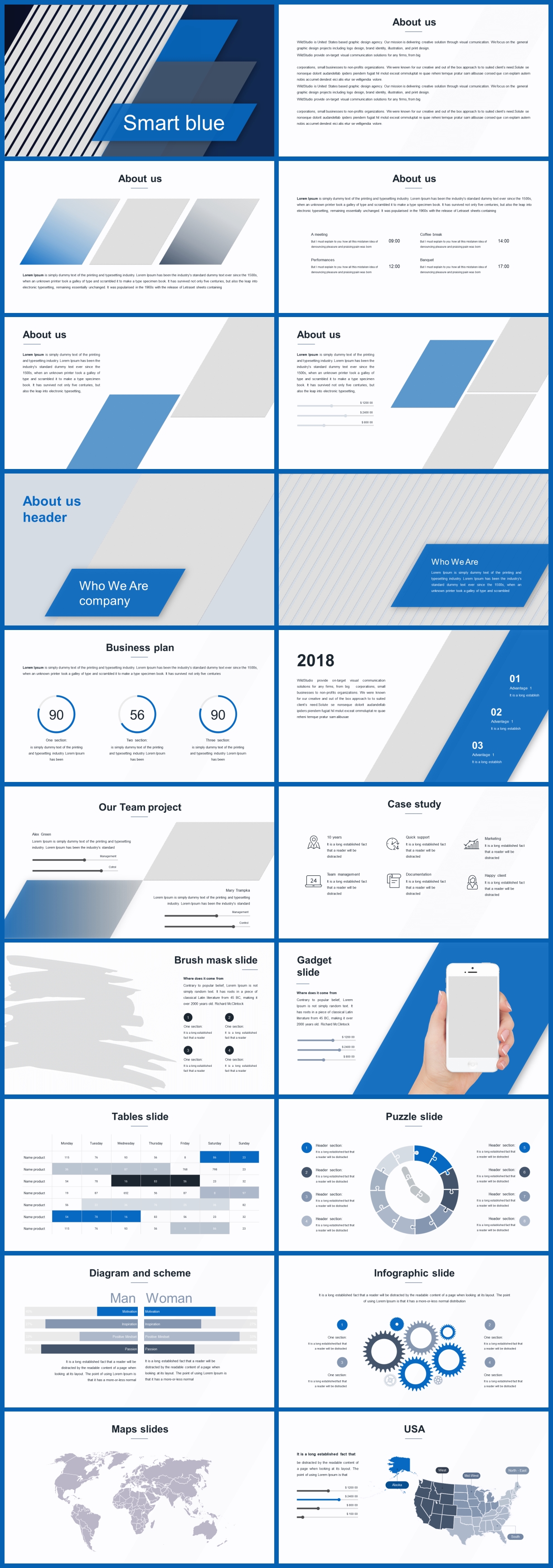 Smart Blue Free Business Presentation Template Preview