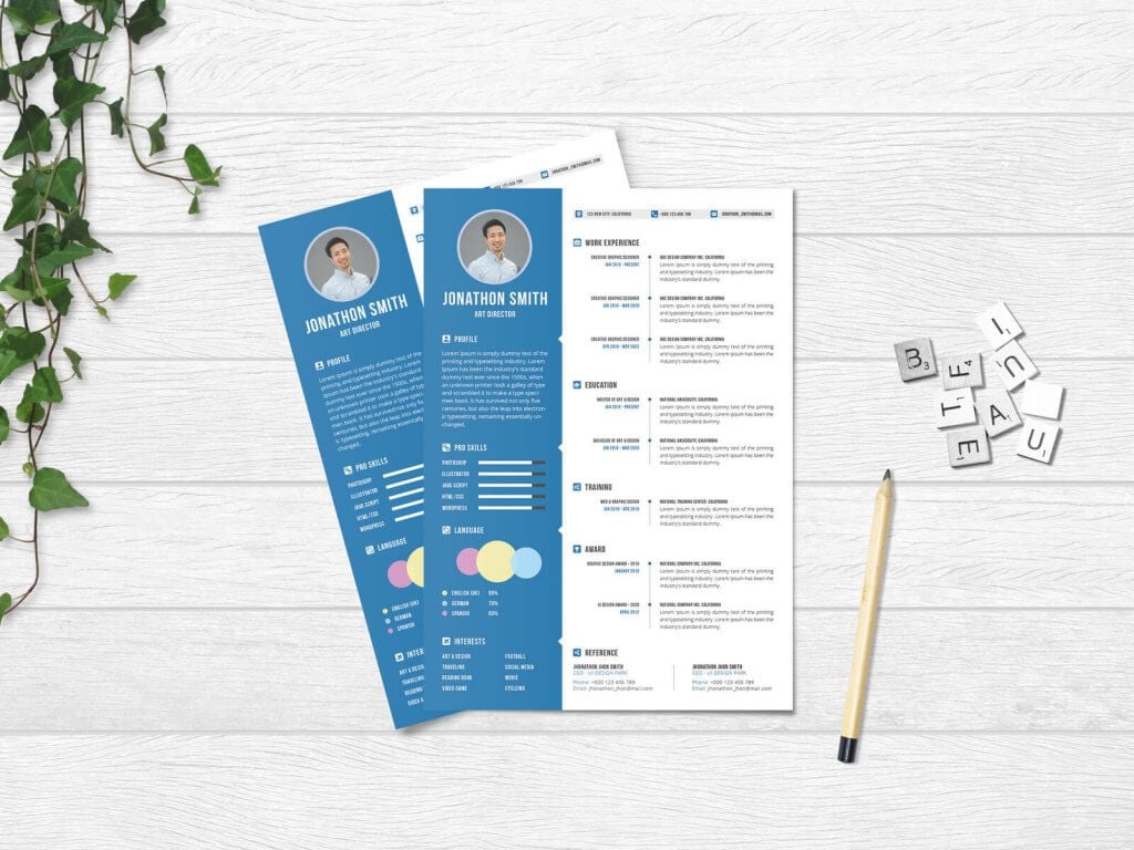 Free Professional Resume Template with Cover Letter, a modern cv template for business.