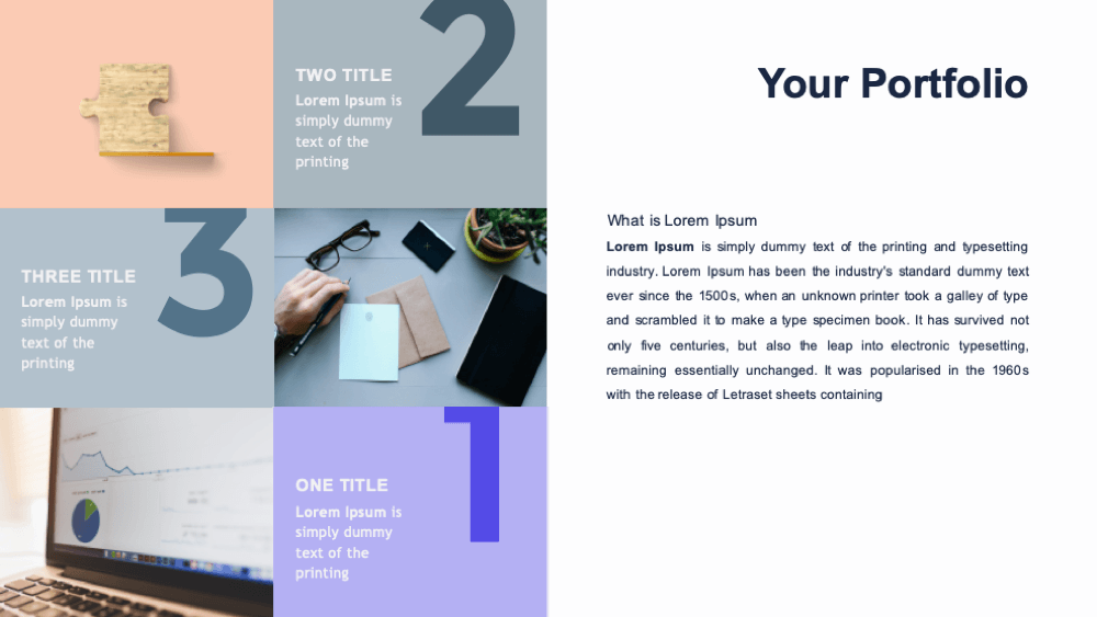 This is a screenshot of the Business Plan PowerPoint Template, portfolio slide