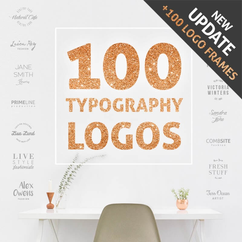 100 Typography Logos 100 Frames Logo Template
