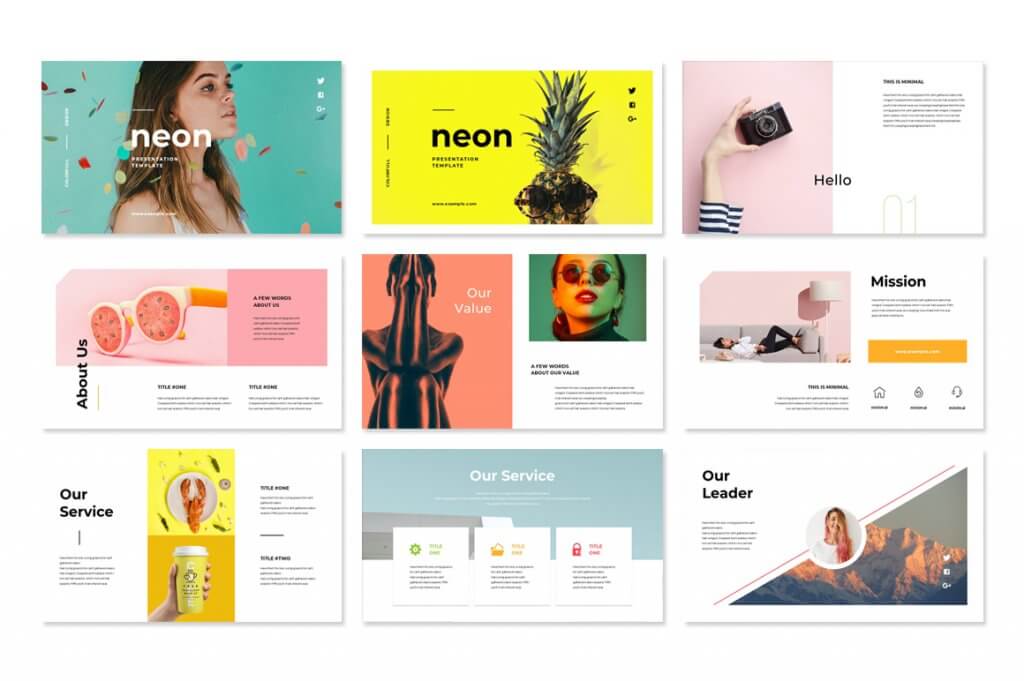 Neon - Colorful Fashion Business Plan PowerPoint Template, Best Free Fashion PowerPoint Templates