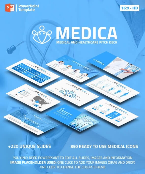 Medica - Medical and Healthcare PPT Pitch Deck