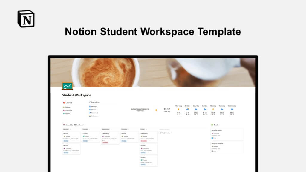 Free Notion Student Workspace Template