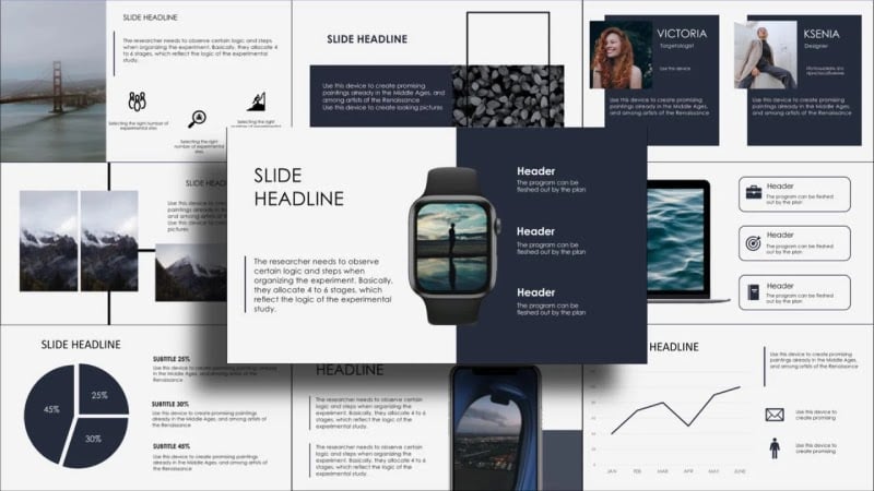Business Presentation, Infographics, and Calendar PowerPoint Template from Free PowerPoint Templates Modern