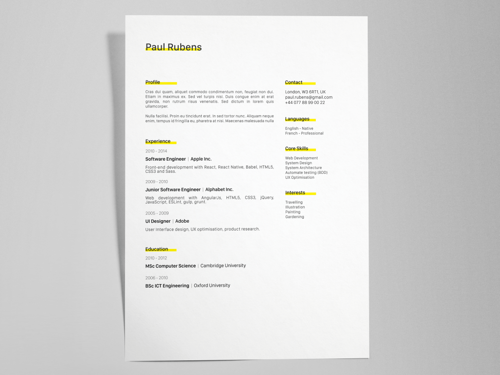 Creative resume template - Paul Rubens