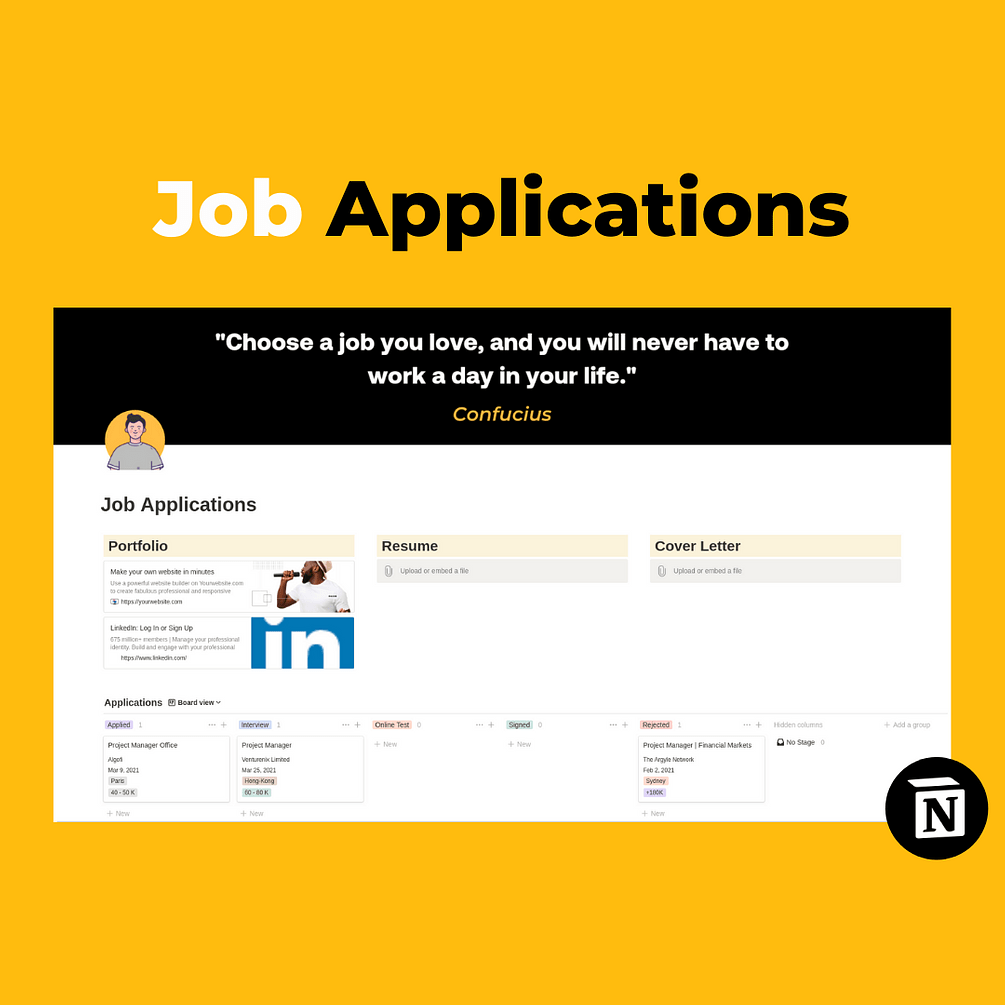 Notion Job Applications (Create by Dix mille heures)