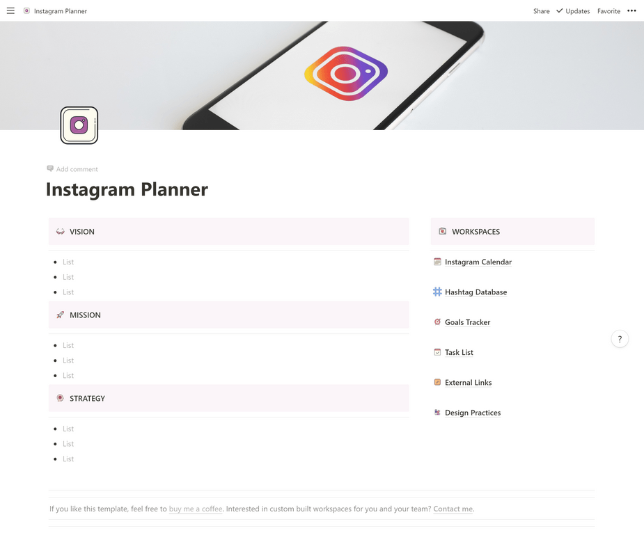 Notion Template: Instagram Planner and Calendar