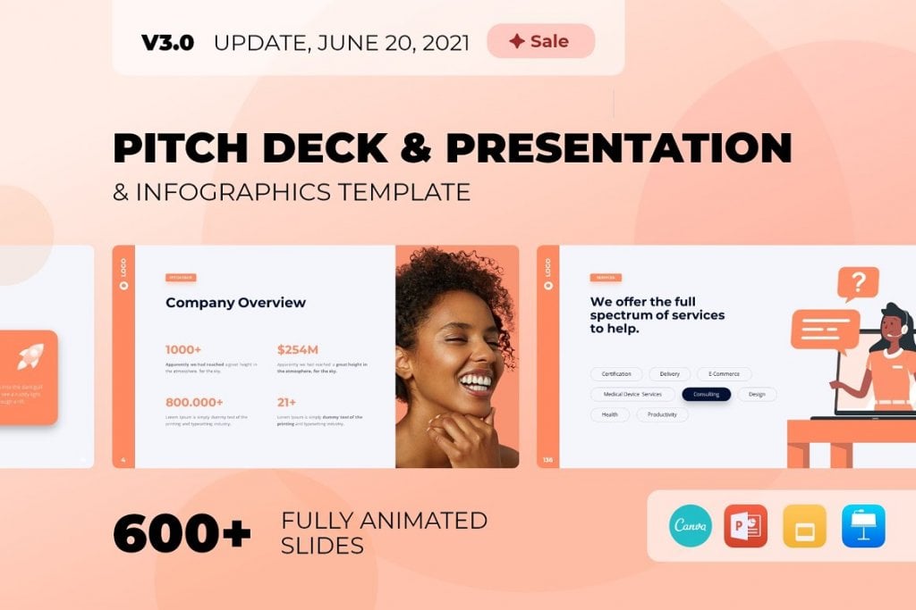 This is a preview of Pitch Deck & Presentation Google Slides template, it support Canva, PowerPoint, Google Slides, and Keynote