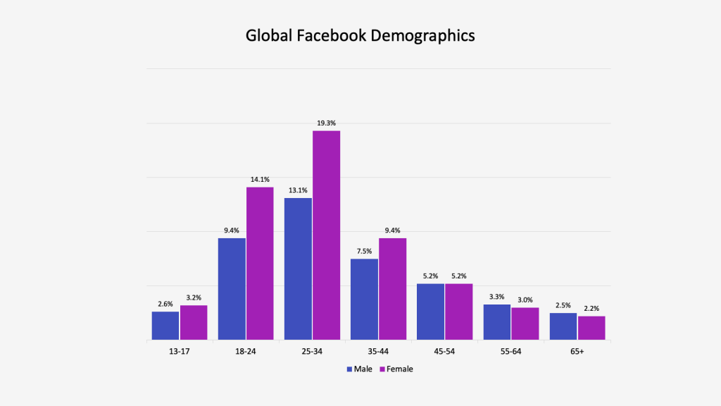 Screenshot of global Facebook (Meta) demographics