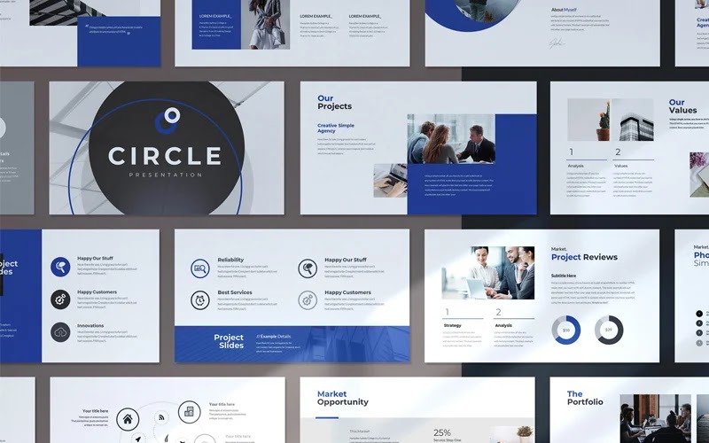 The Circle Minimal Presentation PowerPoint template PowerPoint Template