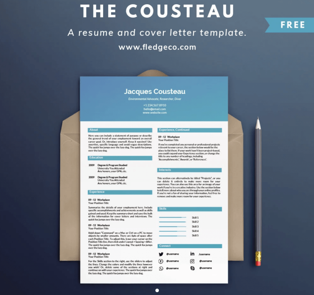 The Cousteau Resume & Cover Letter