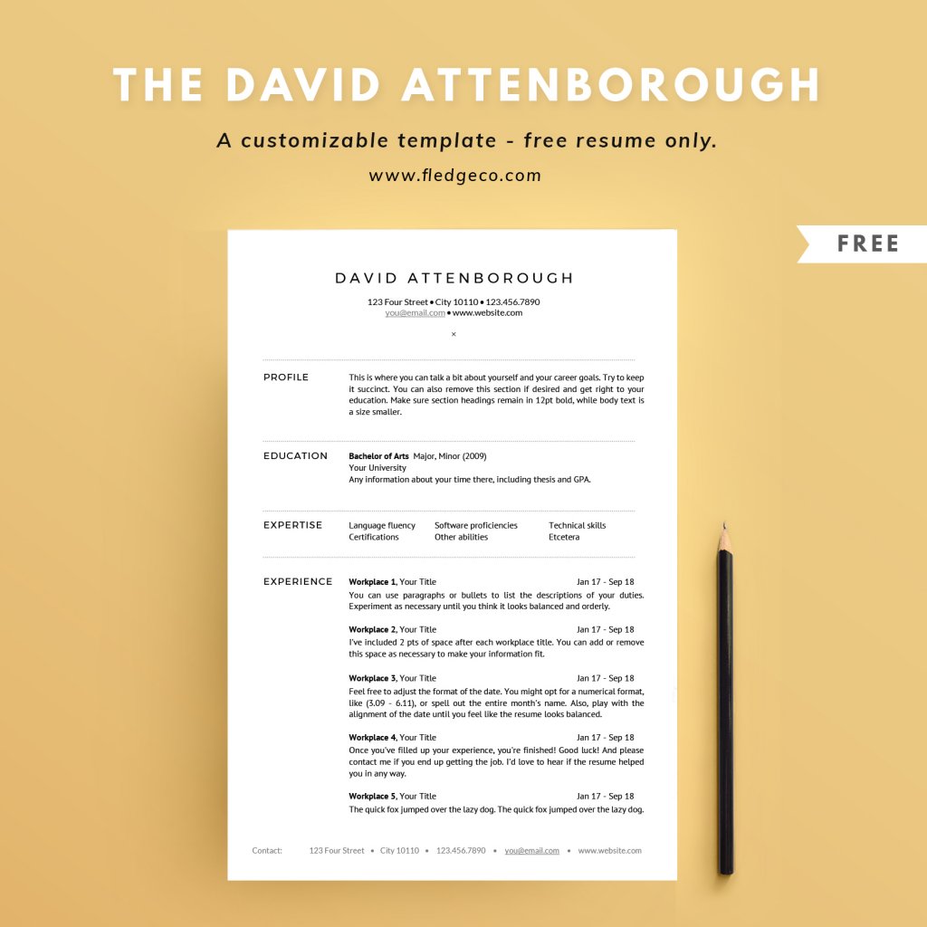 The David Attenborough One-Page Resume
