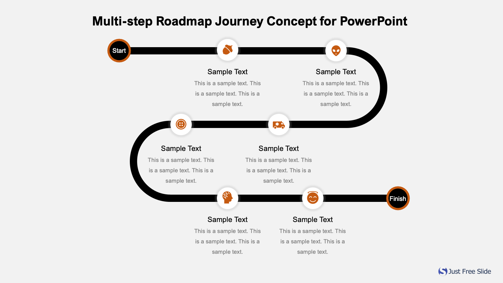 Multi-step Roadmap Journey Concept for PowerPoint Free Download