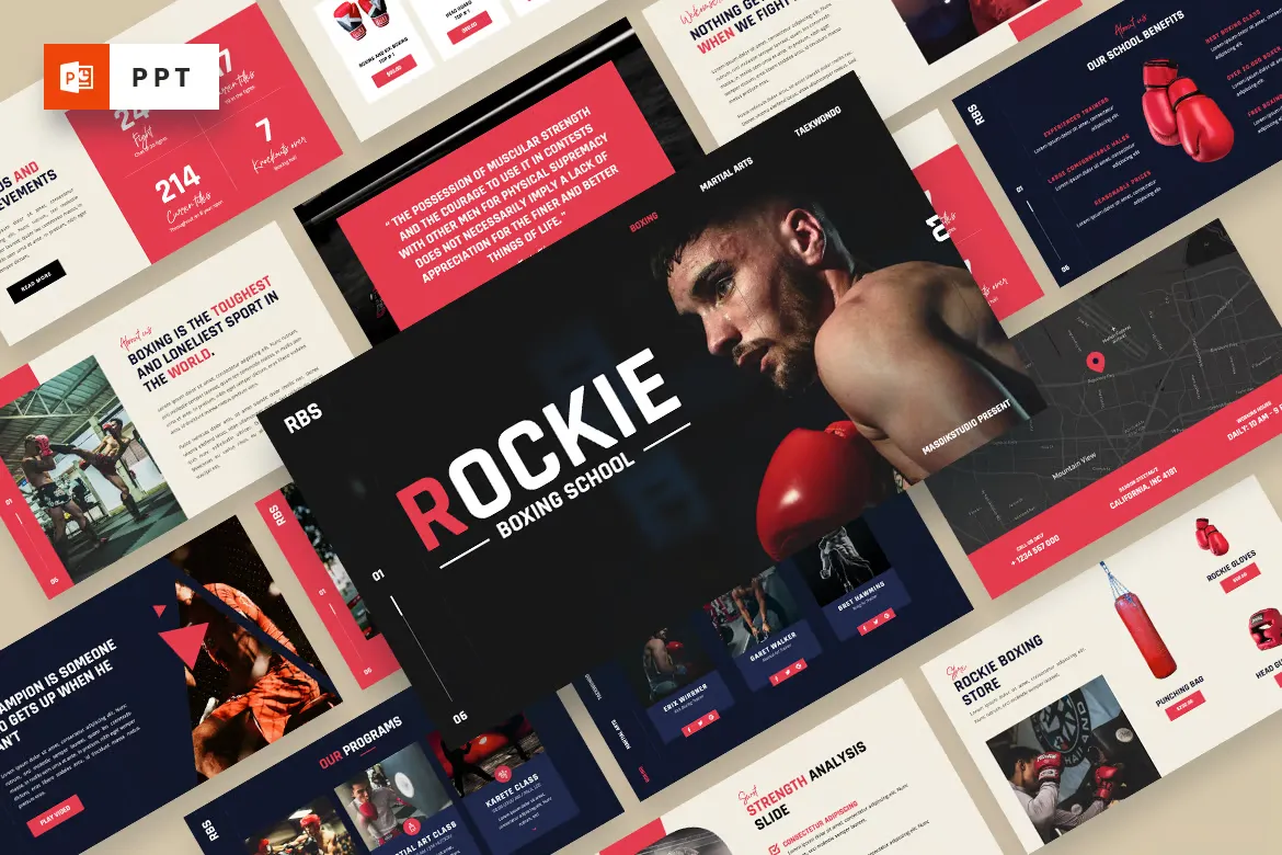 rockie – boxing & martial art powerpoint template