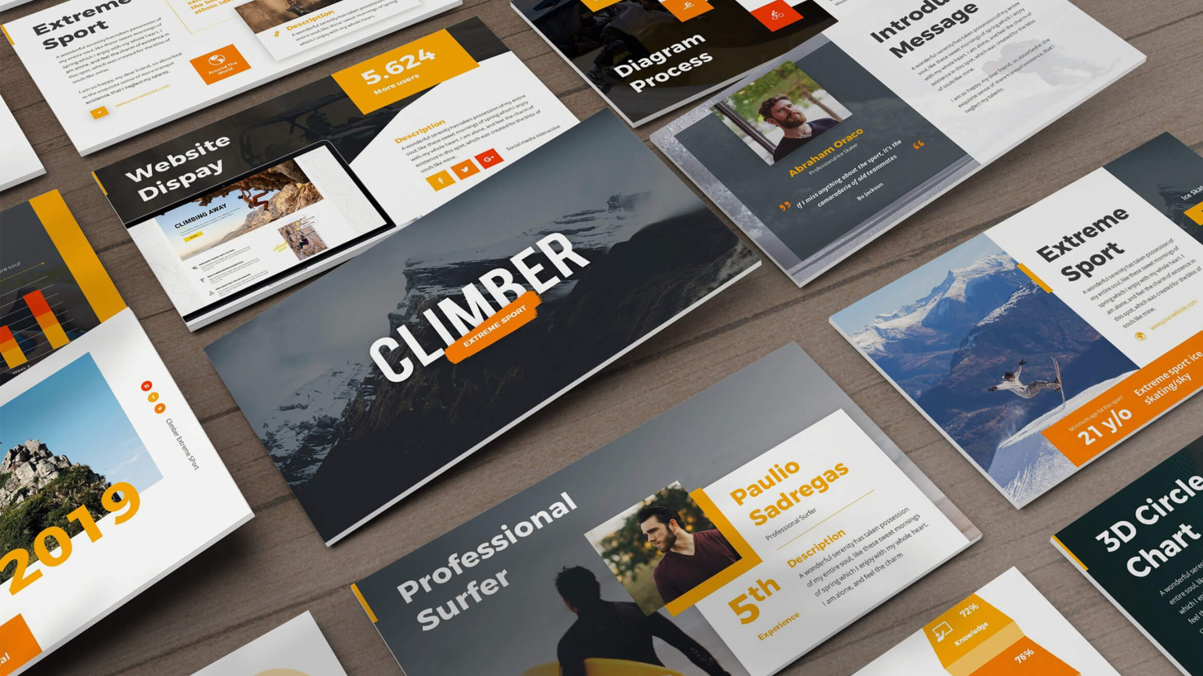 Climber - Free Extreme Powerpoint Template (5 slides)