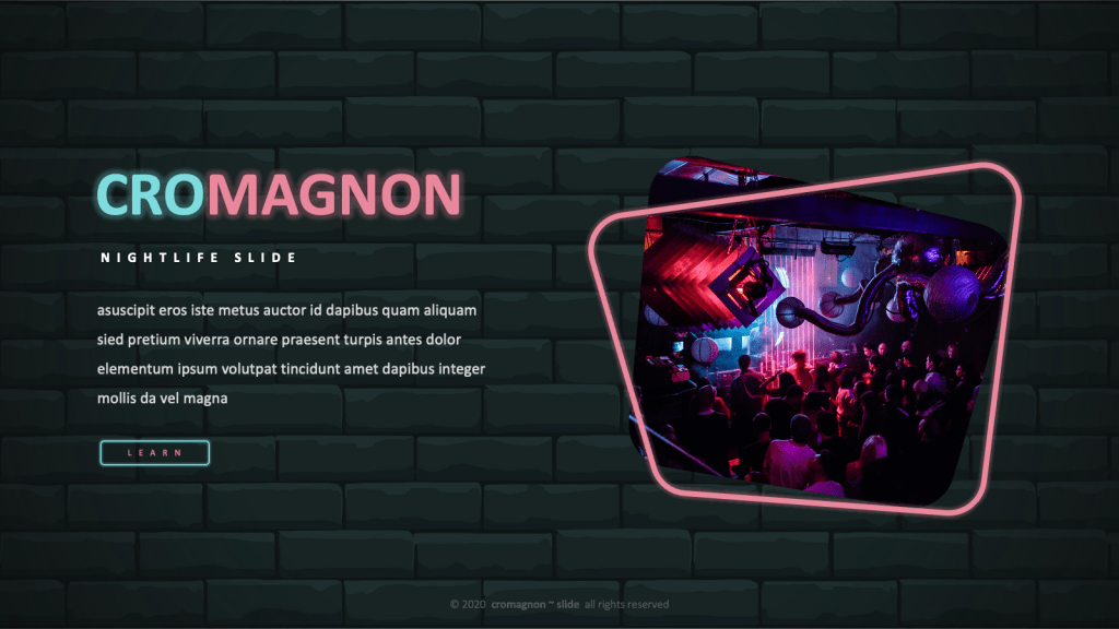 DJ party slide design from Cromagnon creative nightlife template