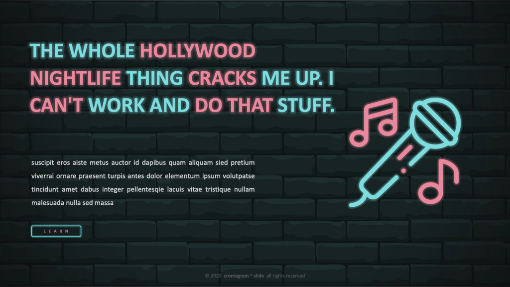 Hollywood nightlife slide design from Cromagnon creative nightlife template
