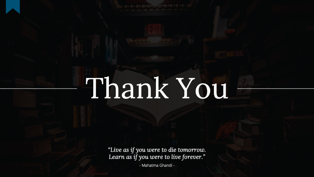 ending page or thank you powerpoint slide for library