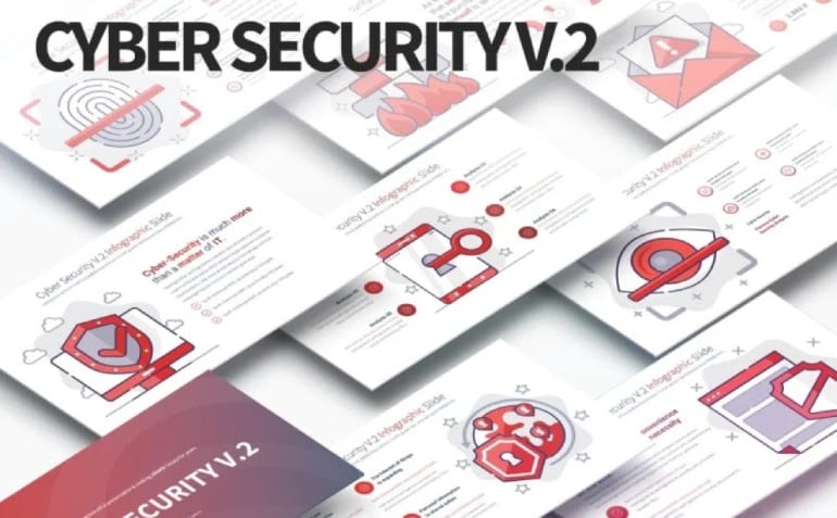 Cyber Security V.2 - PowerPoint Infographics Slide - Top 10 Presentation Templates to Purchase on TemplateMonster