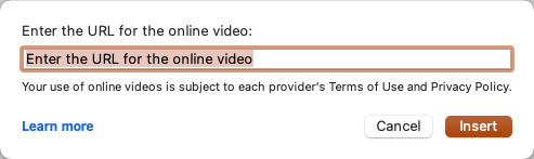 Enter the URL for the online video