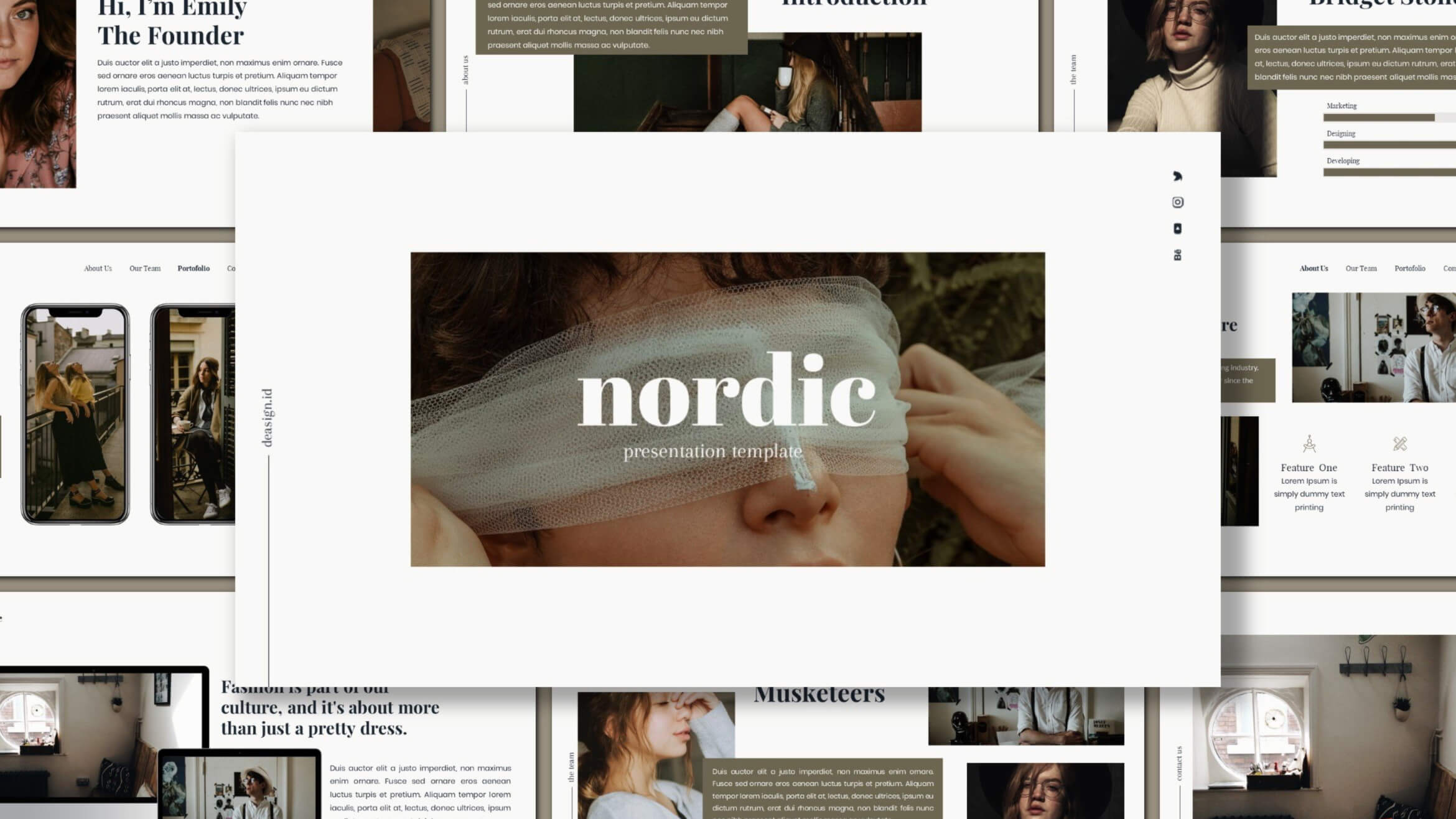 Nordic - Creative Fashion Presentation Template (7 Slides)