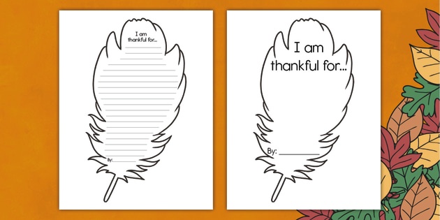 Turkey Feather Giving Thanks Writing Template