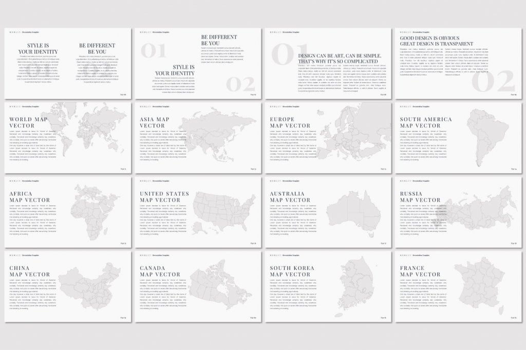 ﻿﻿MNMLST Powerpoint Template Preview: map vector