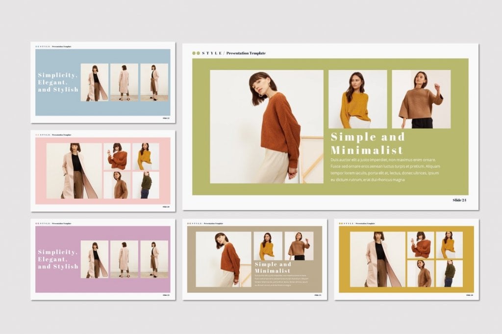 Style presentation template preview: simple and minimalist
