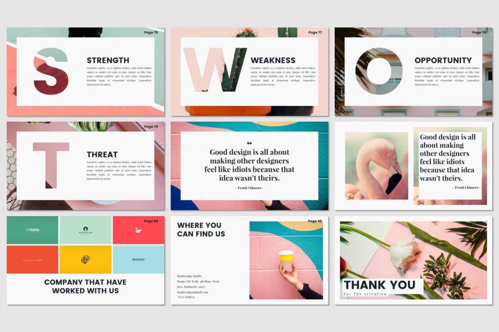 PASTEL - Free Fashion PowerPoint Presentation Template strength weakness opportunity threat SWOT