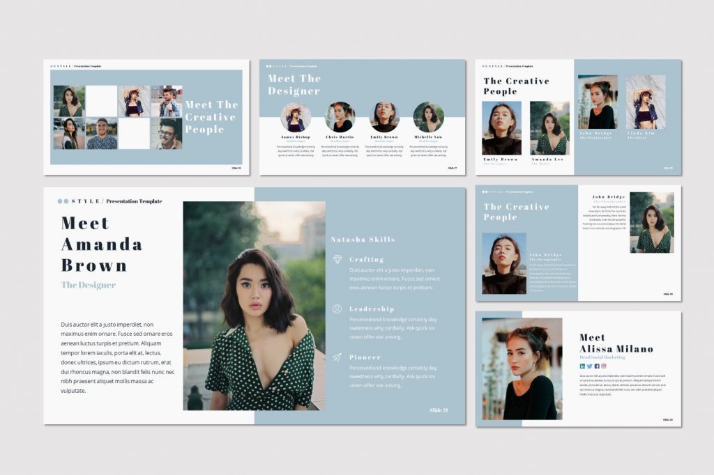 Style presentation template preview: the creative people, meet Amanda Brown