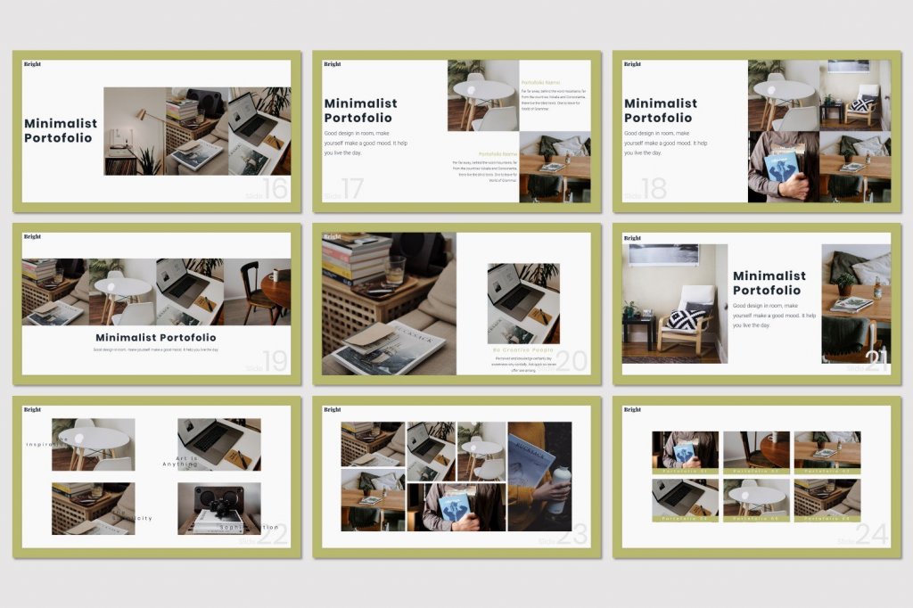 BBright PowerPoint presentation template preview: minimalist portofolio
