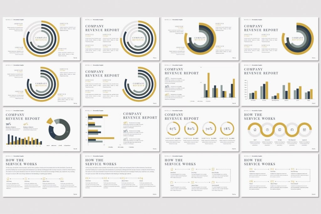 ﻿﻿MNMLST Powerpoint Template Preview: company revenue report