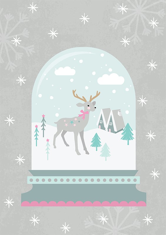Christmas globe with reindeer card