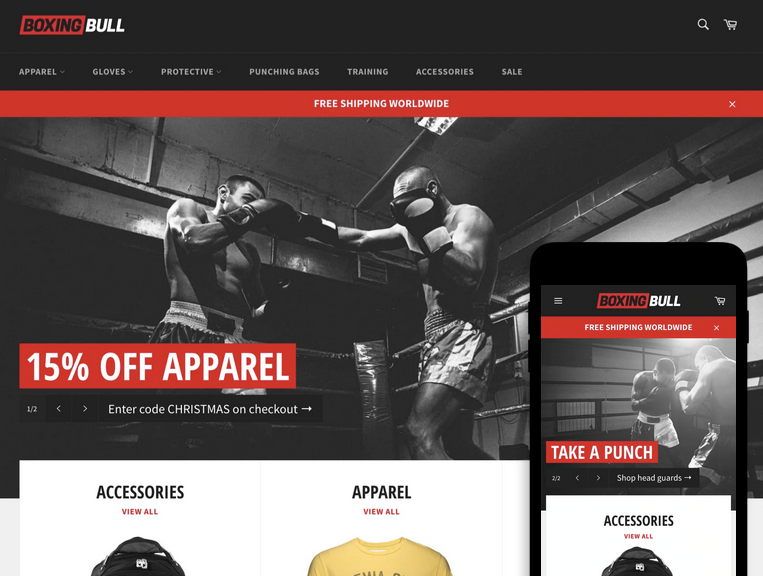 The Venture theme is highly recommended for sports brands with a cool appearance. 