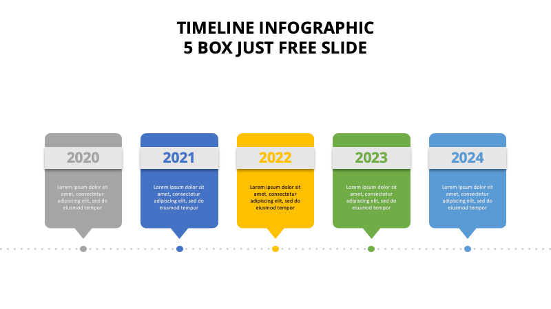 Horizontal timeline template for PowerPoint, Google Slides - 5 Box