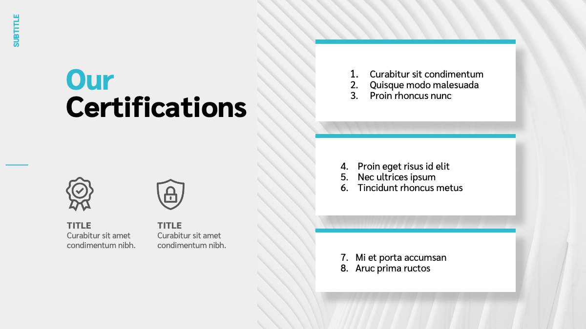 our certifications slide
