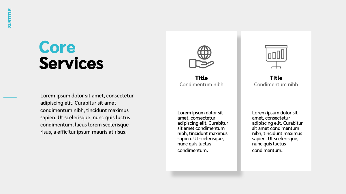 Cyan Free Business Google Slides Template core services slide