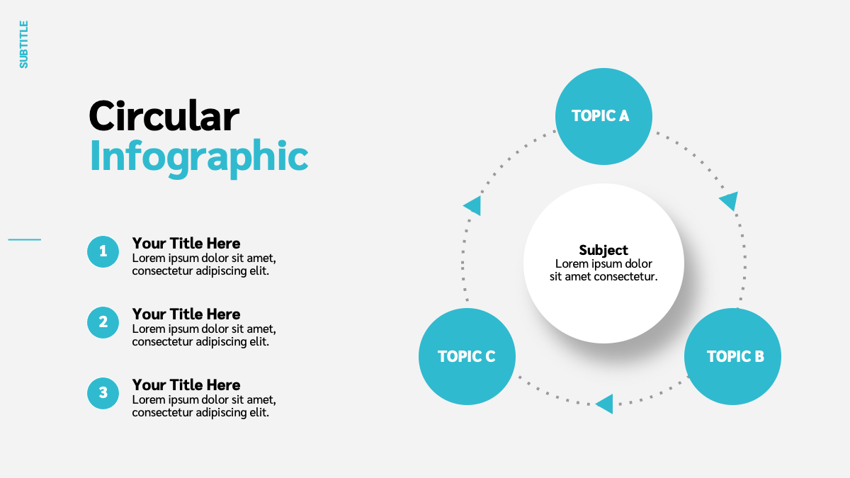 Cyan Free Business Google Slides Template circular infographic slide
