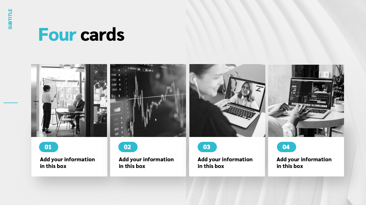 Cyan Free Business Google Slides Template four cards