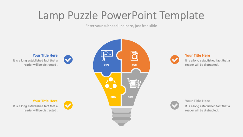 Lamp Puzzle PowerPoint Template, 1 Slide
