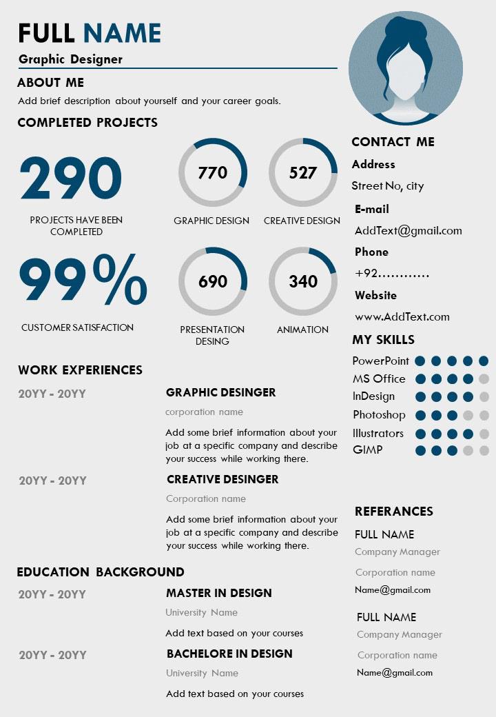 One slide resume template PPT free download (A4)