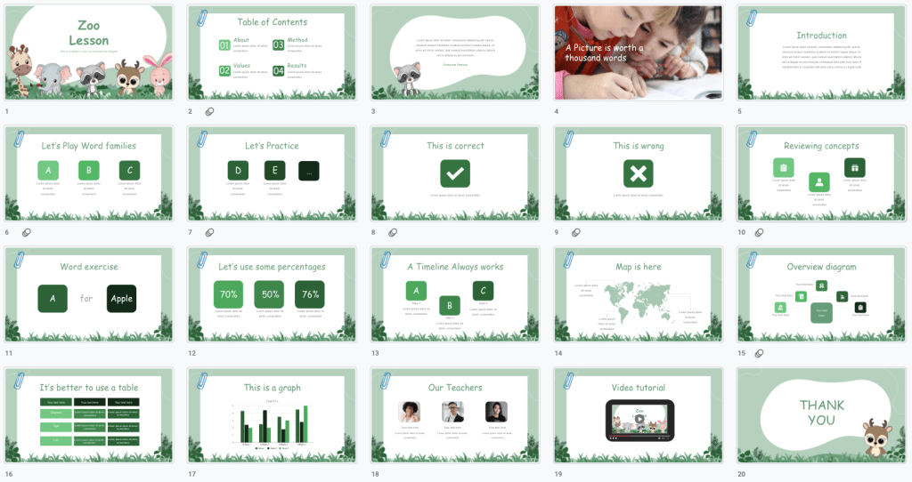 Zoo lesson is a cute education Google Slides theme for elementary teachers or pre-k teachers.
