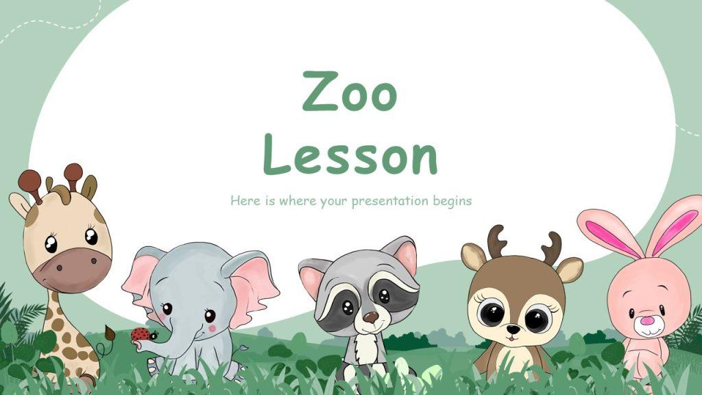 Animated Zoo Lesson cute Animal Google Slides and PowerPoint Template